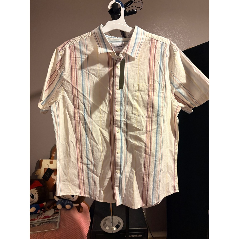Goodfellow Mens Large Striped Short Sleeve Button Down Shirt NWT